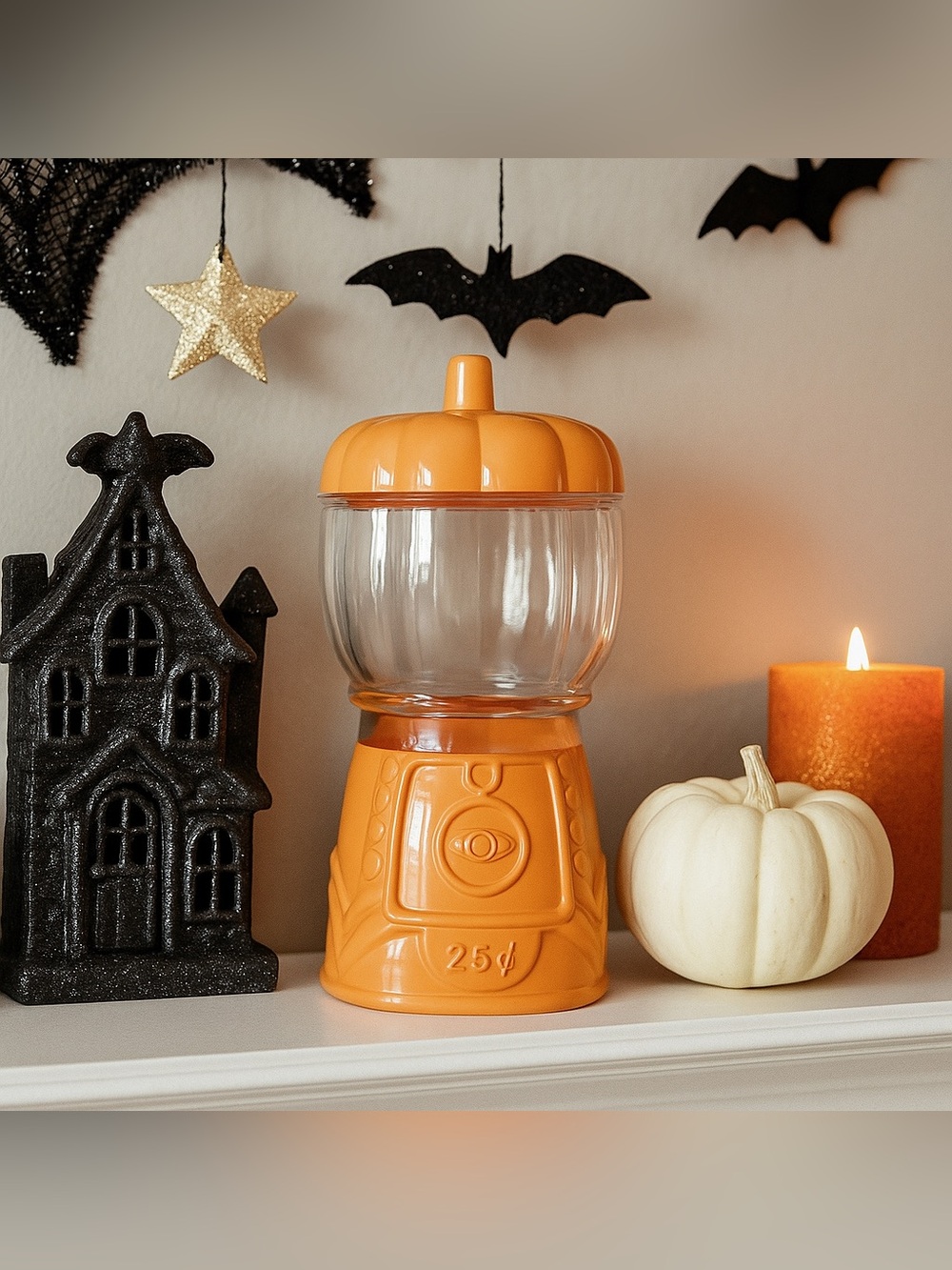 🎃 Pumpkin Glass Jar Gumball machine Halloween decor fall spooky